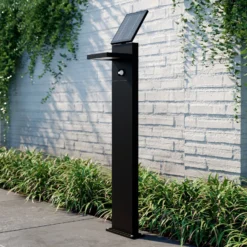 Lucande LED-Solarwegelampe Silvan, 100cm, Sensor, anthrazit
