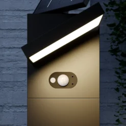 Lucande LED-Solarwegelampe Silvan, 100cm, Sensor, anthrazit