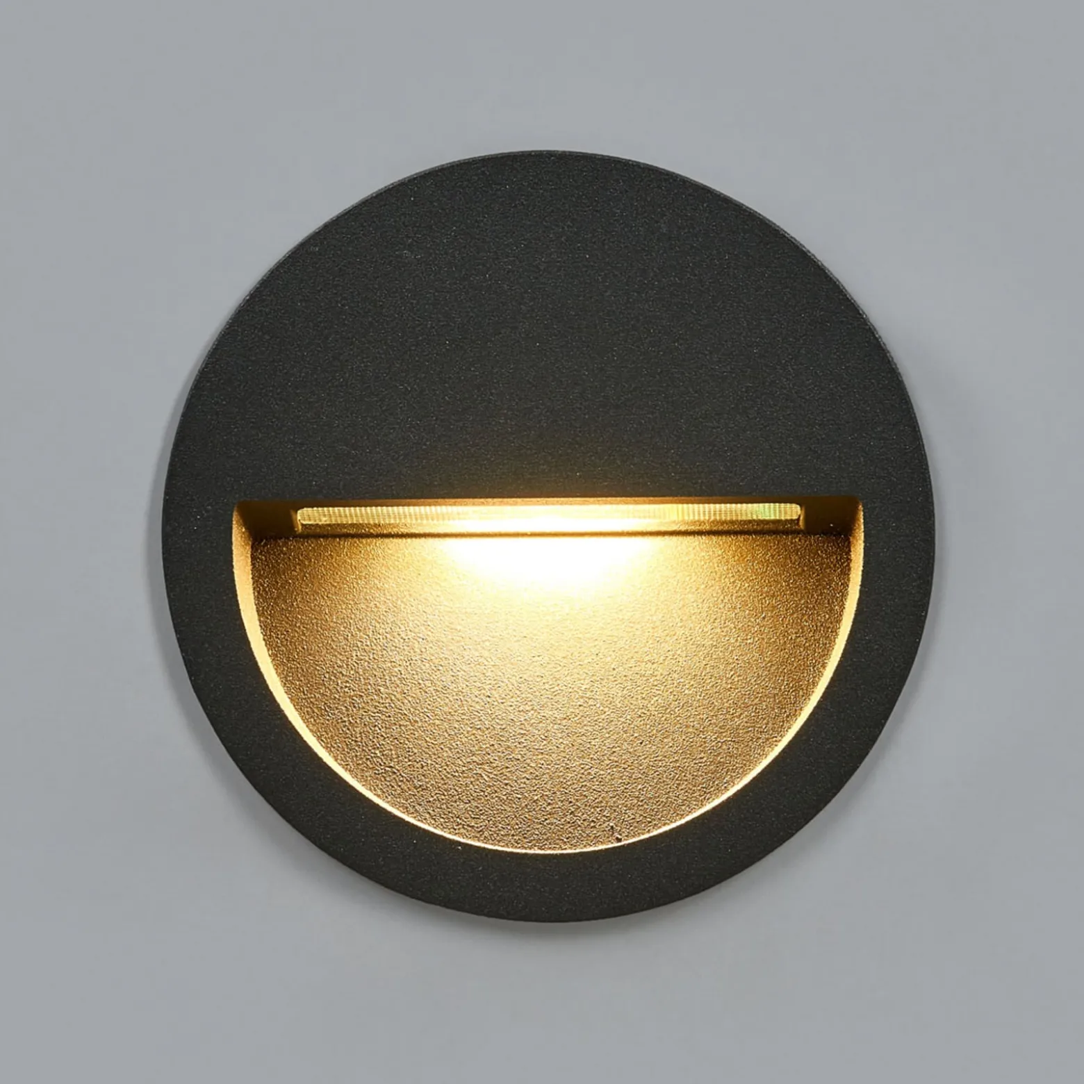 Lucande LED-Wandeinbauleuchte Loya, Ø 11,5 cm, grau, IP54