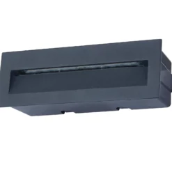 Lucande LED-Wandeinbauleuchte Loya, 23 x 8 cm, grau, IP54