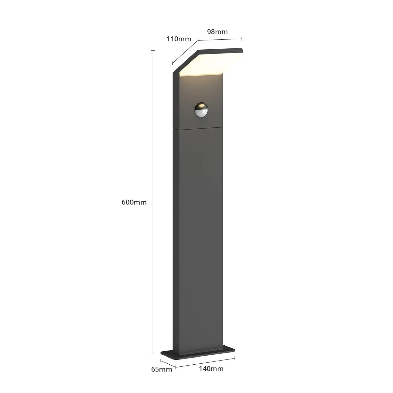 Lucande LED-Wegeleuchte Nevio, Sensor, 60cm, anthrazit