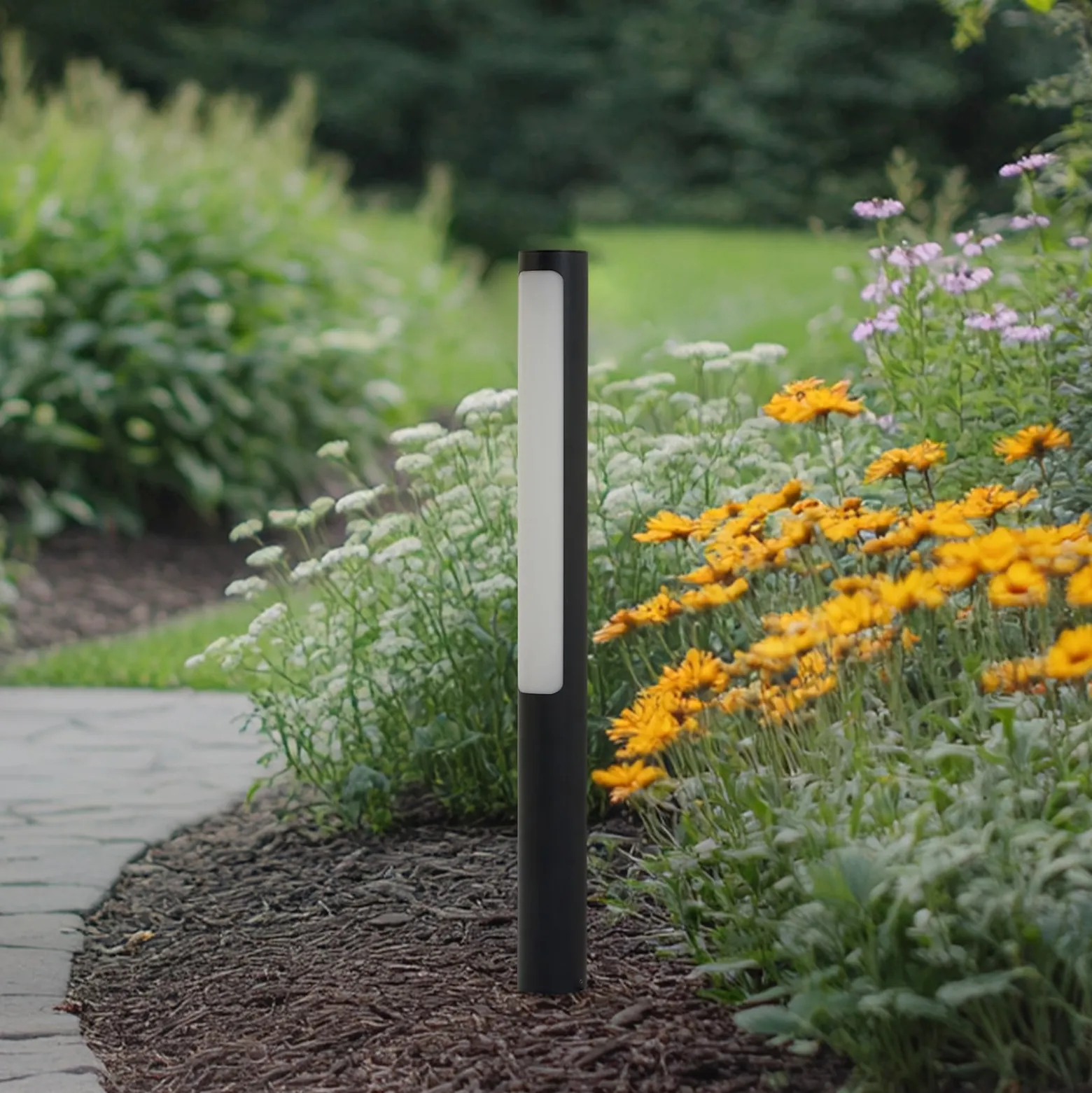 Lucande LED-Wegeleuchte Tuberia, anthrazit, Metall, 80 cm