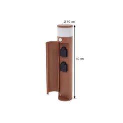 Lucande Sockellampe Corban, rost, Sensor, Steckdosen, IP44