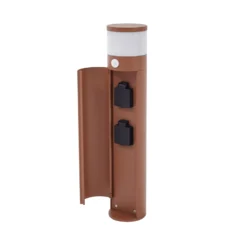 Lucande Sockellampe Corban, rost, Sensor, Steckdosen, IP44