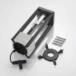 Lucande Sockelleuchte Kalisa, E27, IP44, 42 cm, grau, Metall