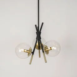 Lucande Sotiana Hängelampe, 3-fl., rund, messing