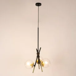 Lucande Sotiana Hängelampe, 3-fl., rund, messing