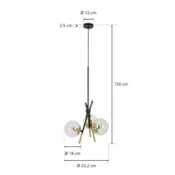 Lucande Sotiana Hängelampe, 3-fl., rund, messing