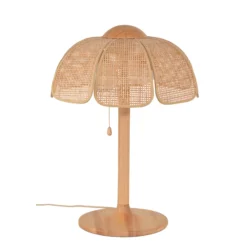 MARKET SET Tischlampe Coquillage, Rohrgeflecht/Holz, E27