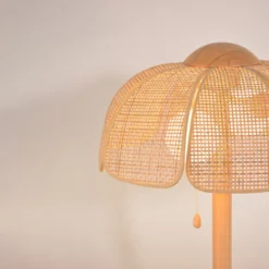 MARKET SET Tischlampe Coquillage, Rohrgeflecht/Holz, E27