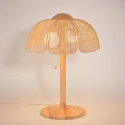 MARKET SET Tischlampe Coquillage, Rohrgeflecht/Holz, E27