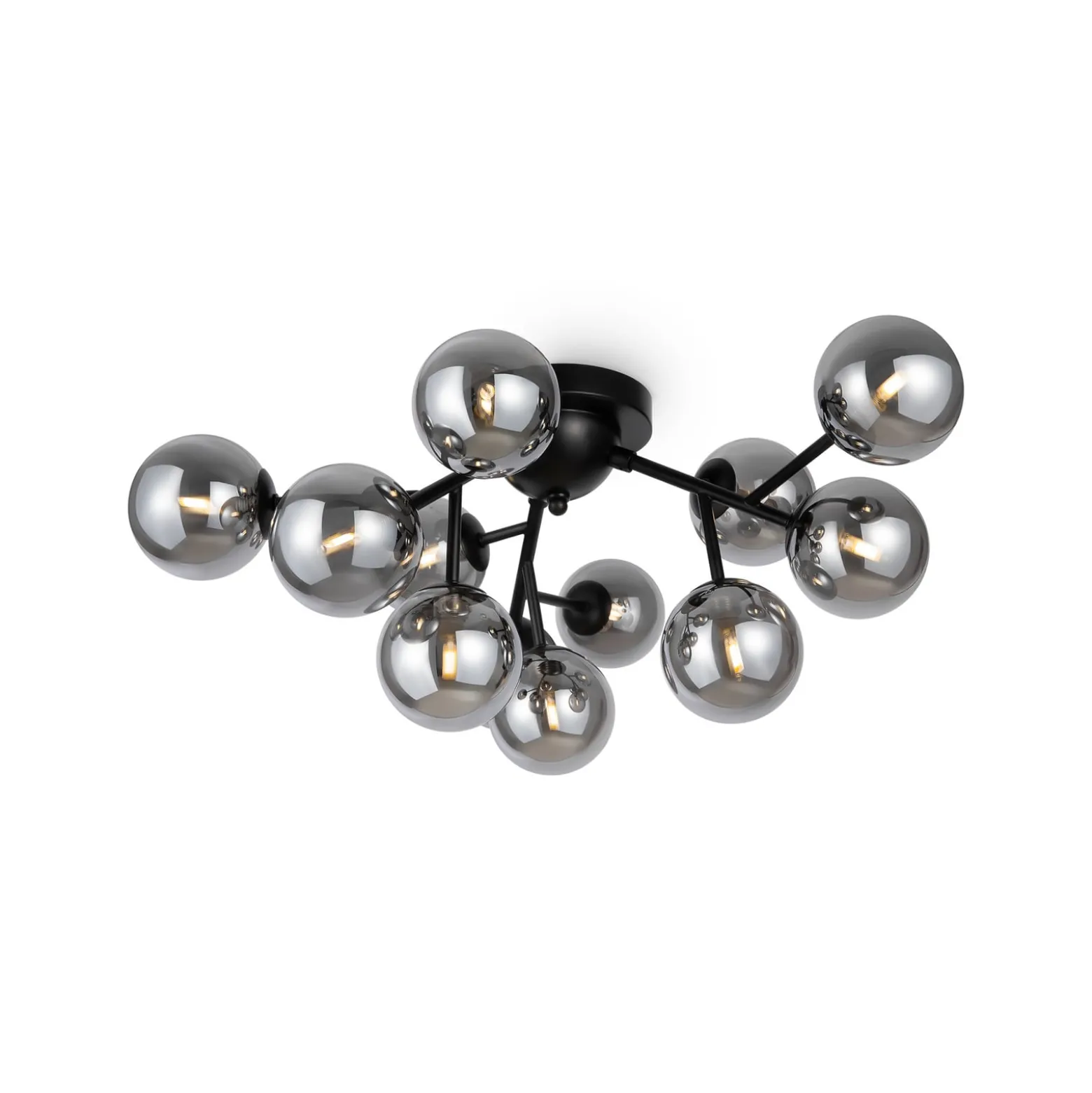 Maytoni Deckenleuchte Dallas, schwarz/rauchgrau 12-flg. Glas