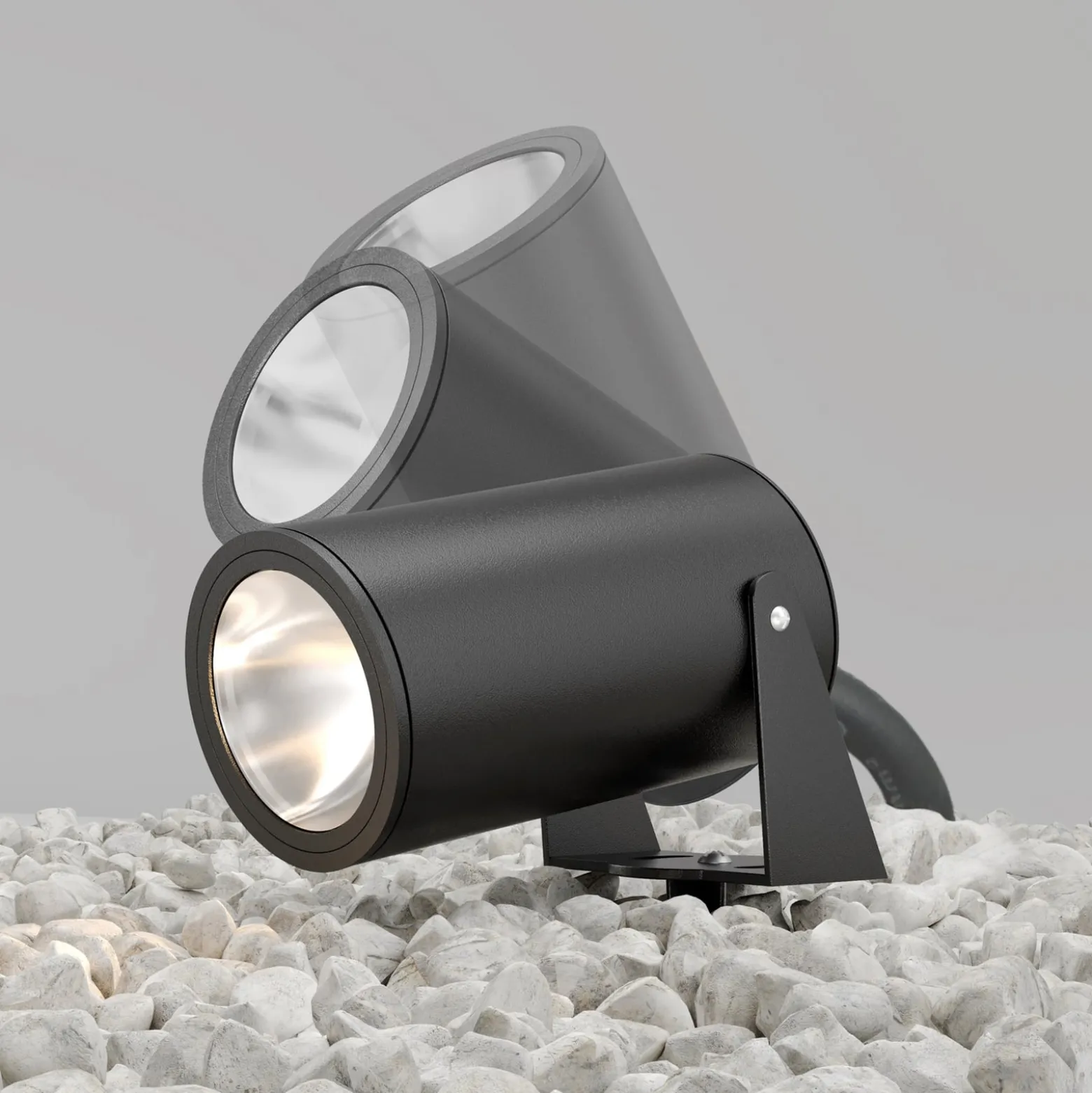 Maytoni LED-Erdspießstrahler Bern, graphit, Ø 13 cm, IP65