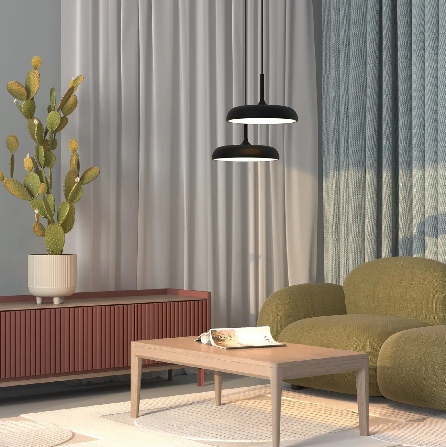 Maytoni LED-Hängeleuchte Gerhard, Ø 40 cm, schwarz, Metall