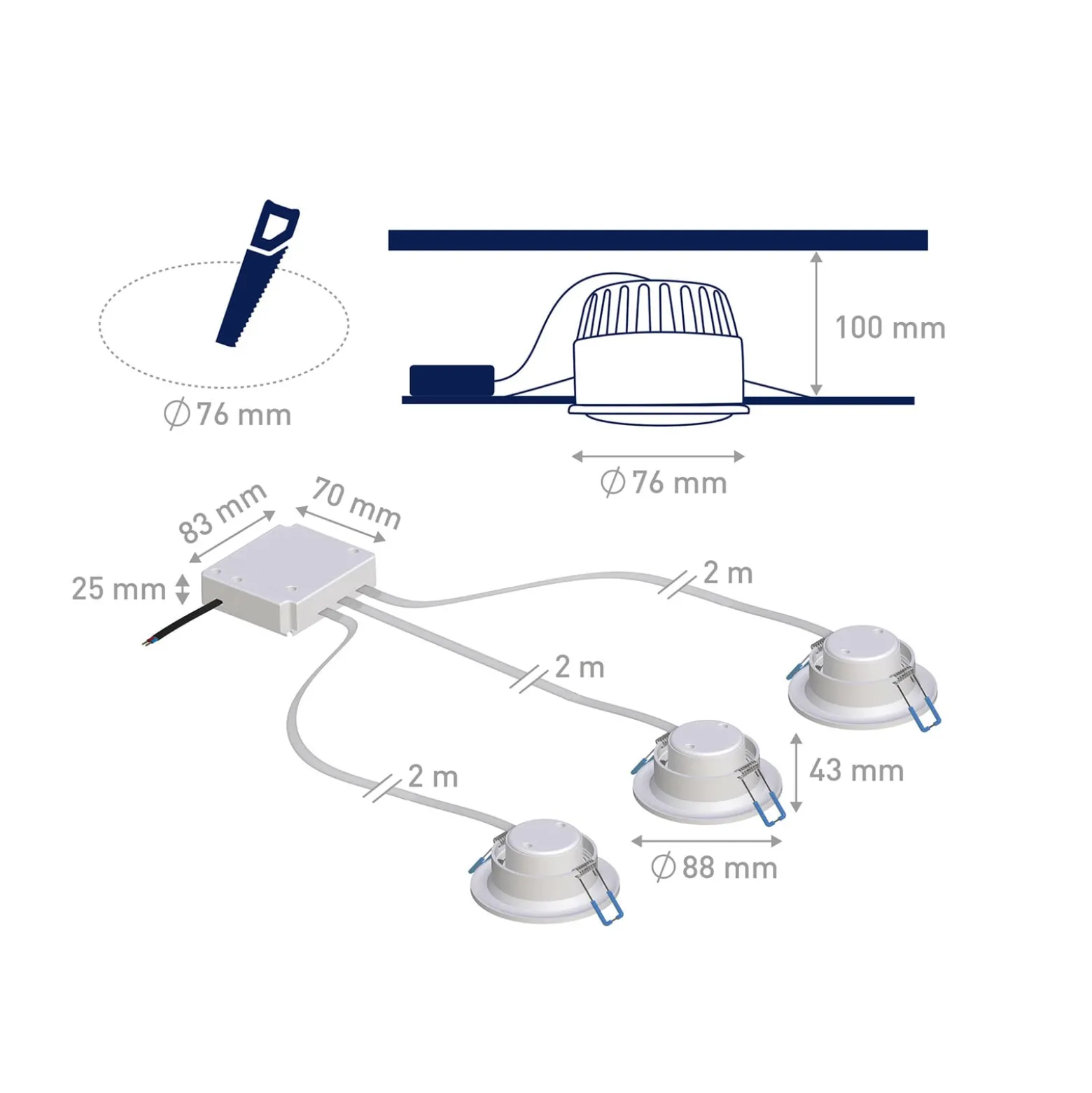 Müller Licht tint Einbauleuchte Spotlight 3er-Set