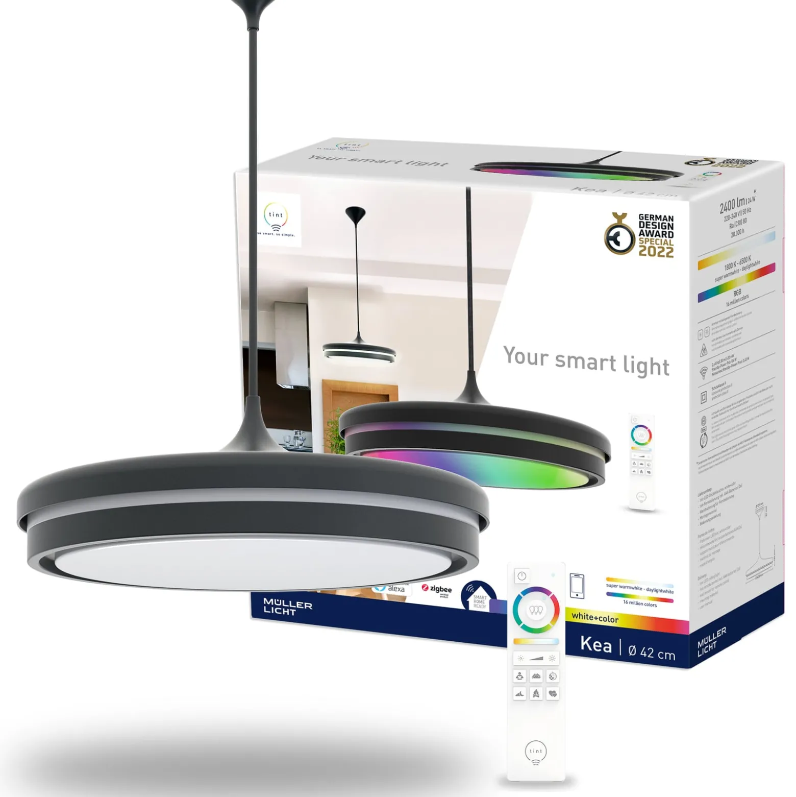 Müller Licht tint Kea LED-Hängeleuchte, Ø 42 cm