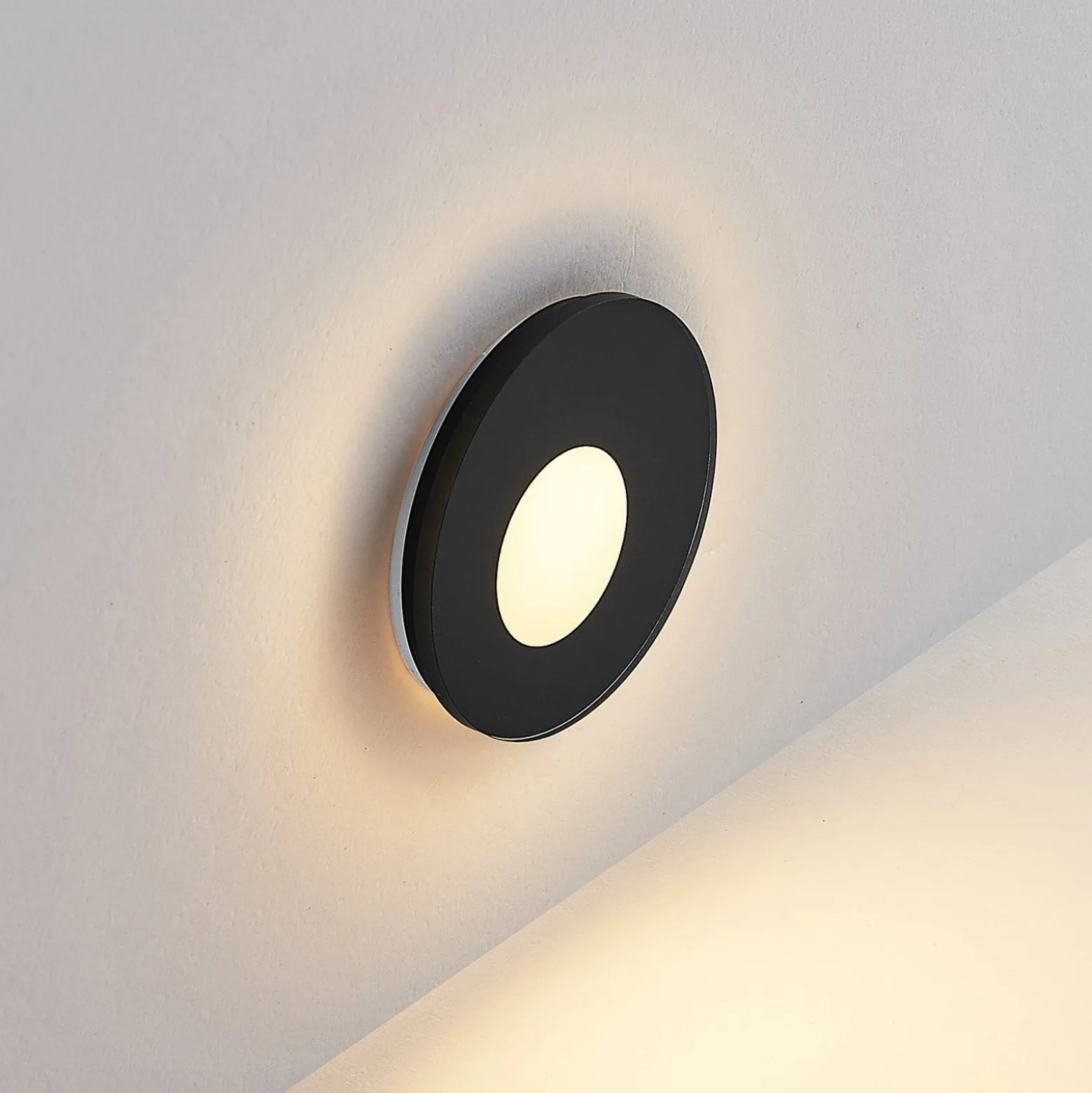 Molto Luce LED-Einbaulampe Wall 68R Glass IP44 RD, schwarz