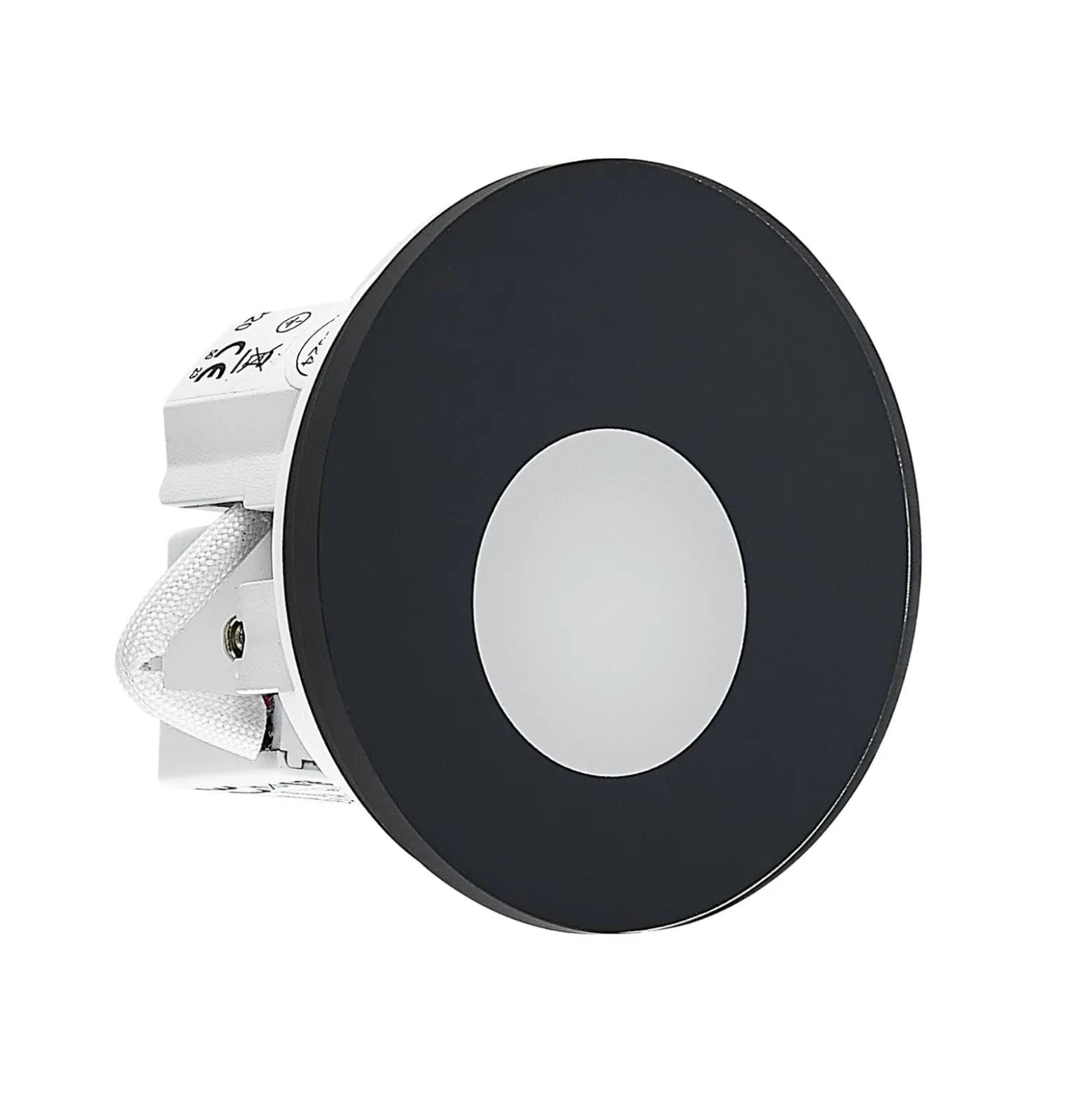 Molto Luce LED-Einbaulampe Wall 68R Glass IP44 RD, schwarz
