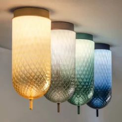 OLEV LED-Deckenlampe Curuba, amber, Glas, Höhe 40 cm 2.700 K