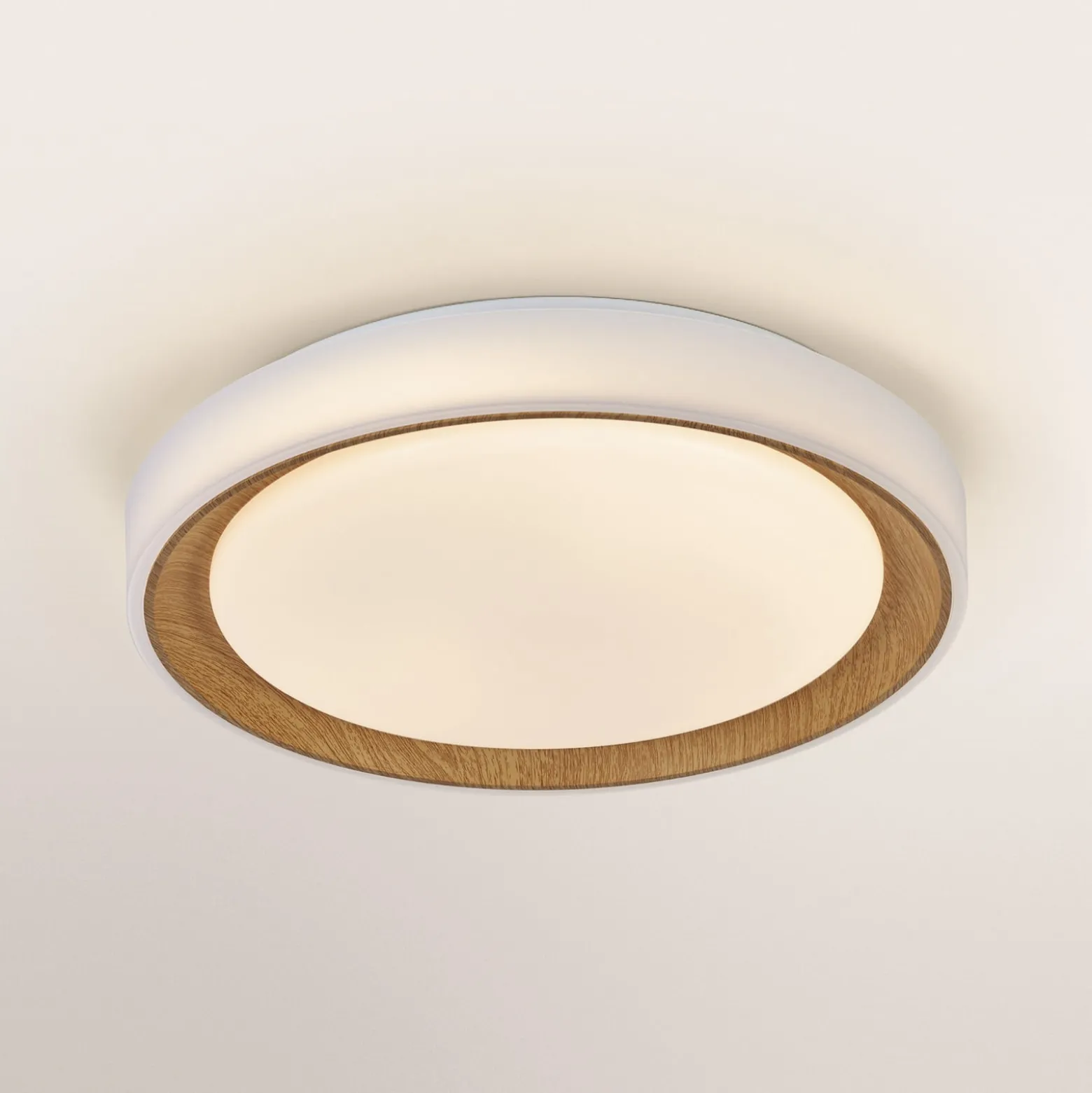OSRAM LED-Deckenlampe ORBIS GLORIE weiß/holz Ø 40cm clickdim