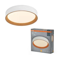 OSRAM LED-Deckenlampe ORBIS LARIOS, weiß/holz Ø 29 cm, dim