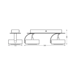 OSRAM LED-Deckenstrahler VENUS schwarz 2-flg. Metall 3.000 K