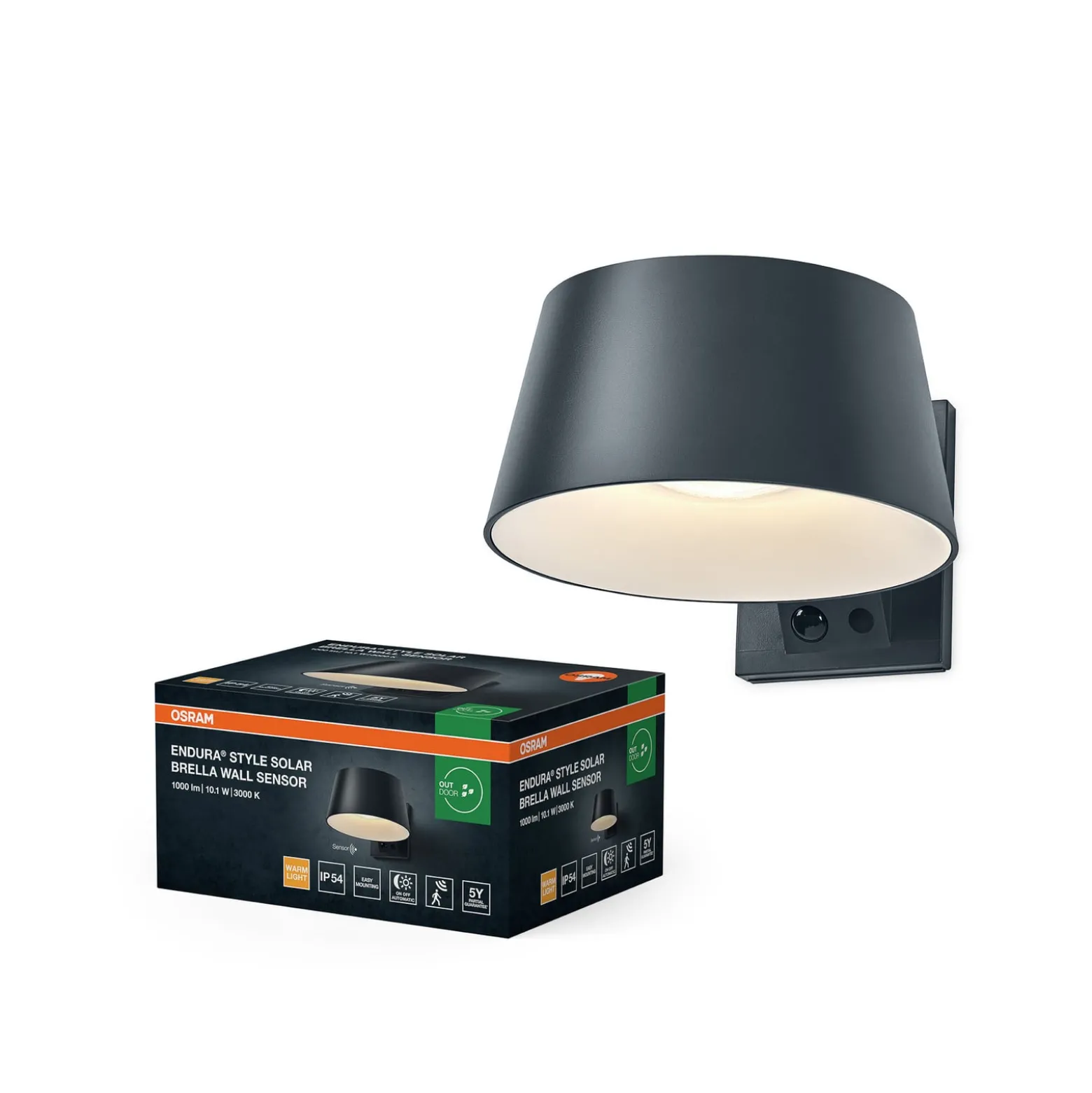 OSRAM Solar-Wandlampe ENDURA STYLE BRELLA, grau, Sensor IP54