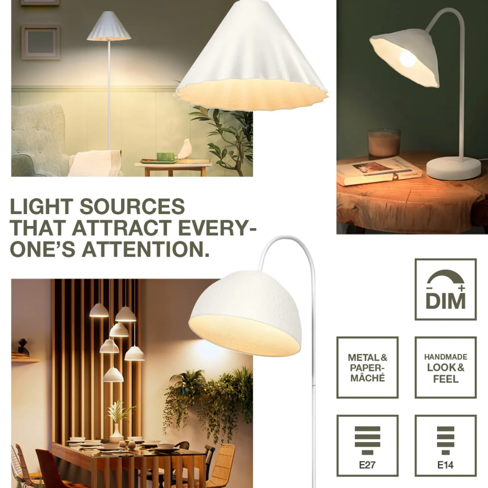 OSRAM Tischlampe Decor Lotus Leaf, 1-fl., weiß, Papier, E14