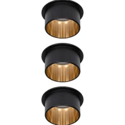 Paulmann Gil LED-Einbau schwarz matt/gold 3er-Set