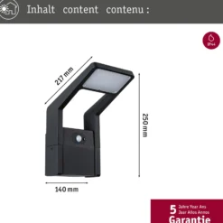 Paulmann LED-Außenwandleuchte Juntea, Alu, anthrazit, Sensor