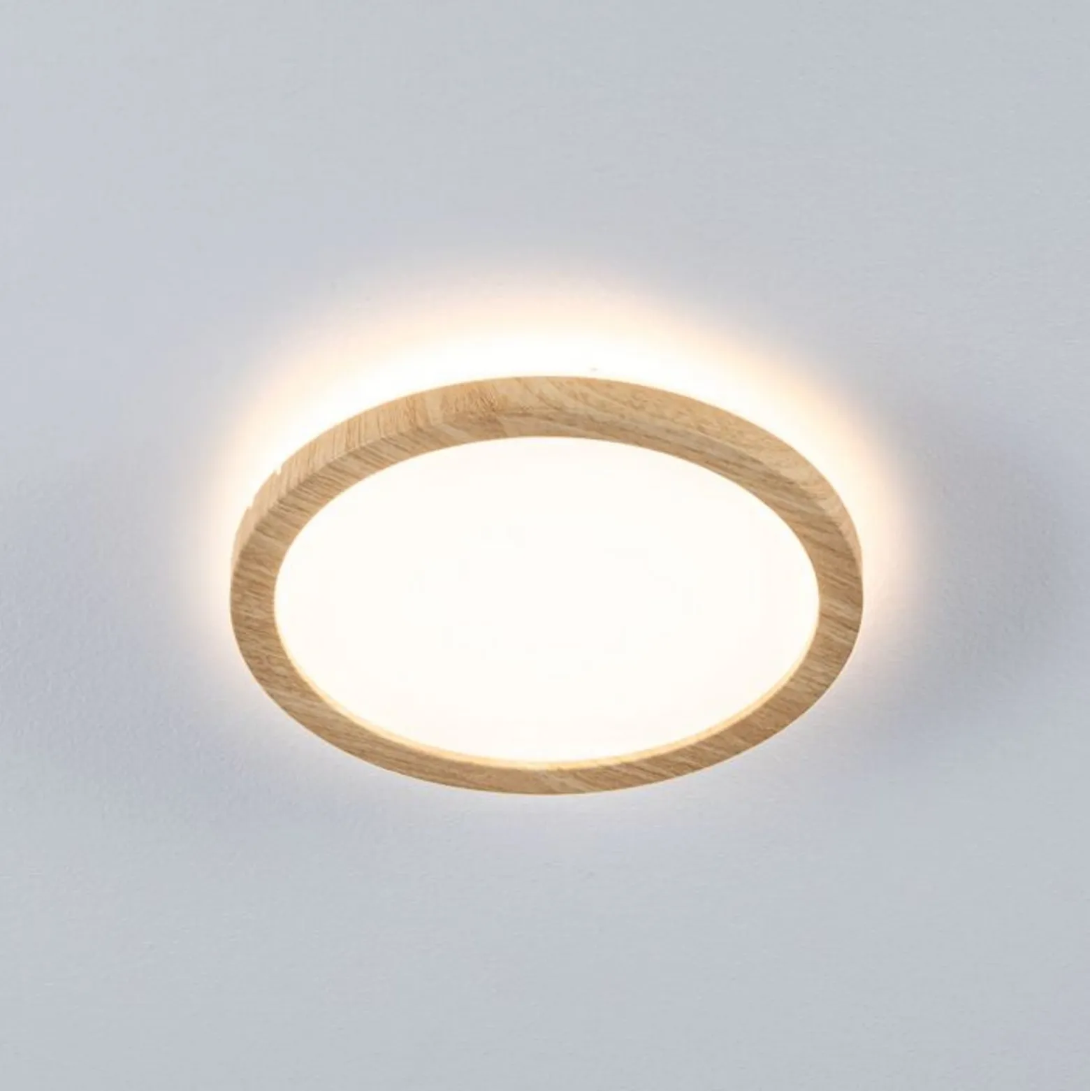 Paulmann LED-Panel Atria Shine Ø19cm holz IP44 3000K an/aus
