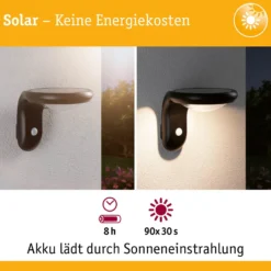 Paulmann LED-Solar-Außenwandlampe Diskola, Sensor, anthrazit