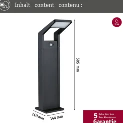 Paulmann LED-Wegeleuchte Juntea, Alu, anthrazit, Sensor