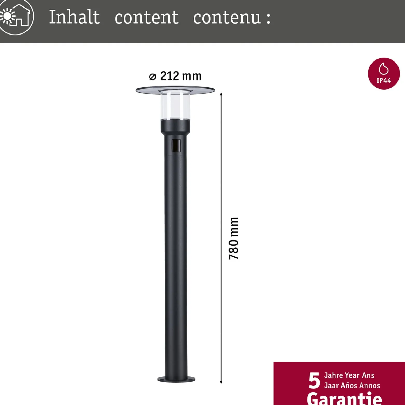 Paulmann LED-Wegeleuchte Sienna, Aluminium, Sensor