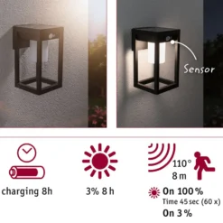 Paulmann Marisol LED-Solar-Außenwandleuchte Sensor