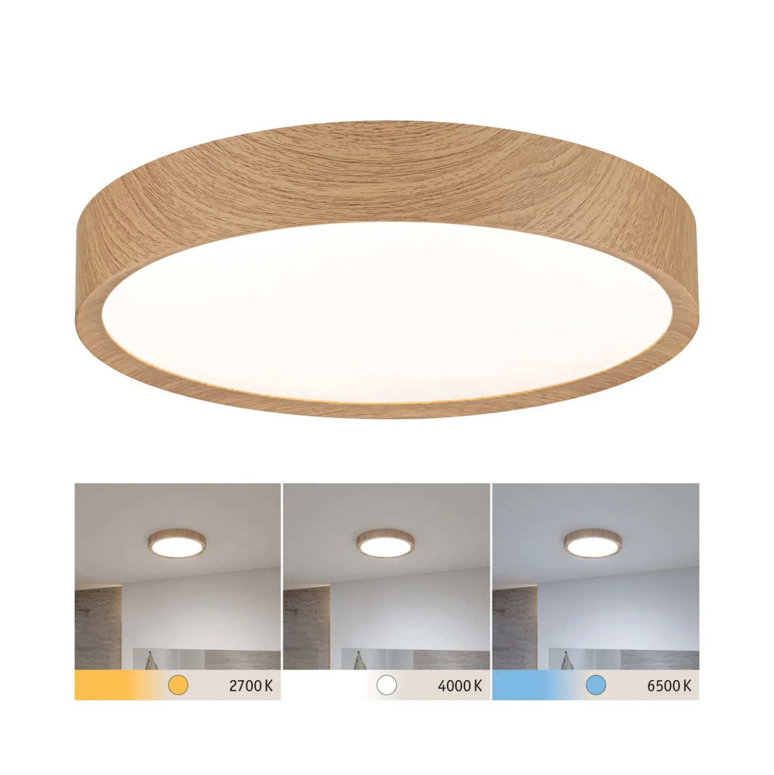 Paulmann Tega LED-Deckenleuchte IP44 CCT holz