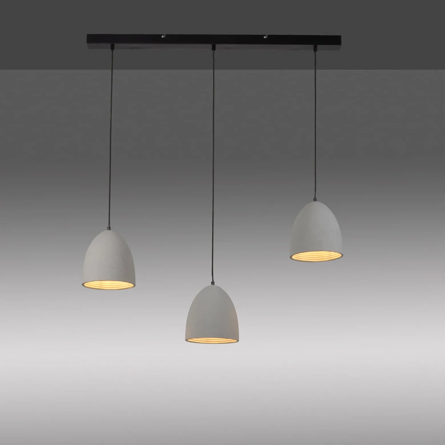 Paul Neuhaus Hängeleuchte Eton, 3.flg., 100 cm, Beton, G9