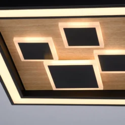 Paul Neuhaus LED-Deckenlampe Eliza, Eiche geölt, 48 x 48 cm