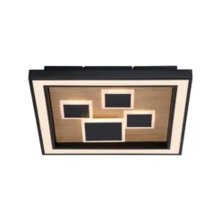 Paul Neuhaus LED-Deckenlampe Eliza, Eiche geölt, 48 x 48 cm