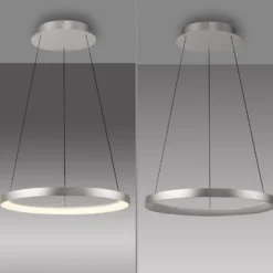 Paul Neuhaus LED-Hängelampe Hoop, alufarben, Ø 57cm, dimmbar
