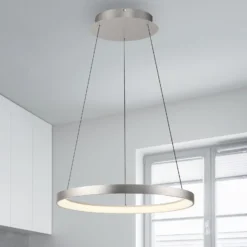 Paul Neuhaus LED-Hängelampe Hoop, alufarben, Ø 57cm, dimmbar