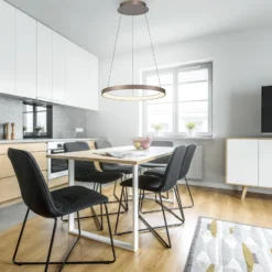 Paul Neuhaus LED-Hängelampe Hoop, braun, Ø 57 cm, dimmbar