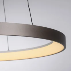 Paul Neuhaus LED-Hängelampe Hoop, braun, Ø 57 cm, dimmbar