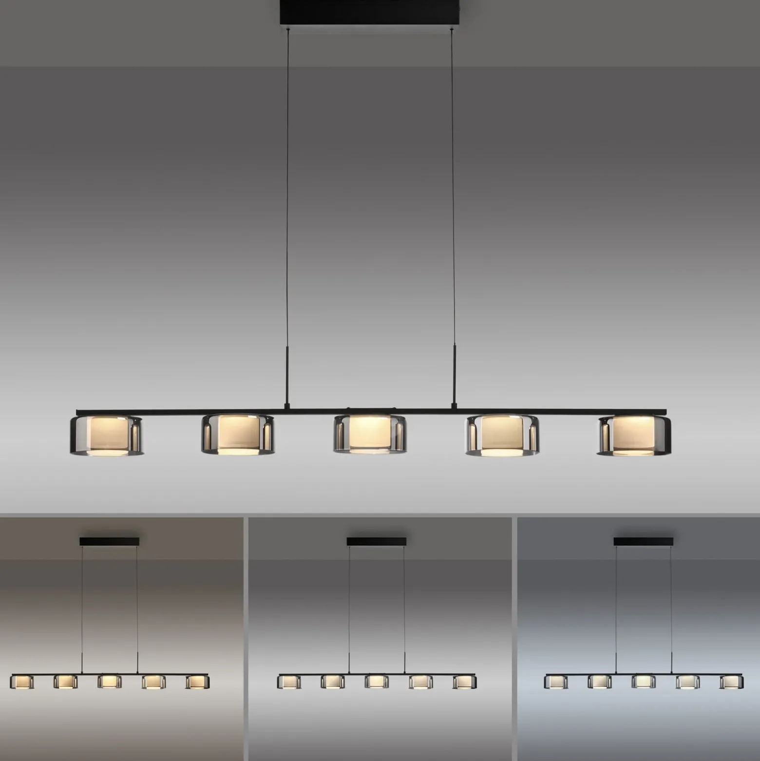 Paul Neuhaus LED-Hängelampe Rika, 119 cm, Glas, dimmbar