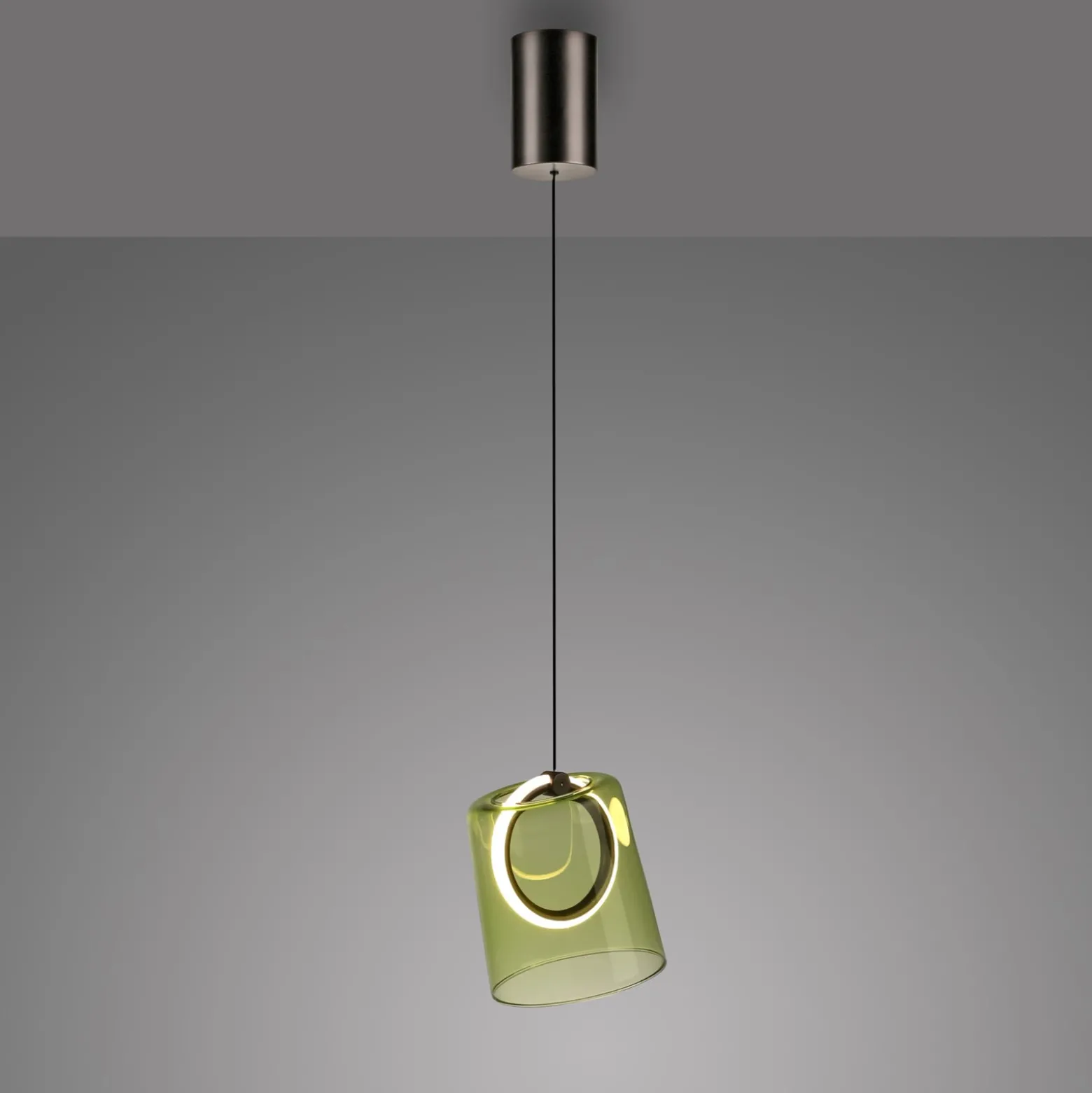 Paul Neuhaus LED-Pendellampe Zula, grün, Ø 15 cm, Glas