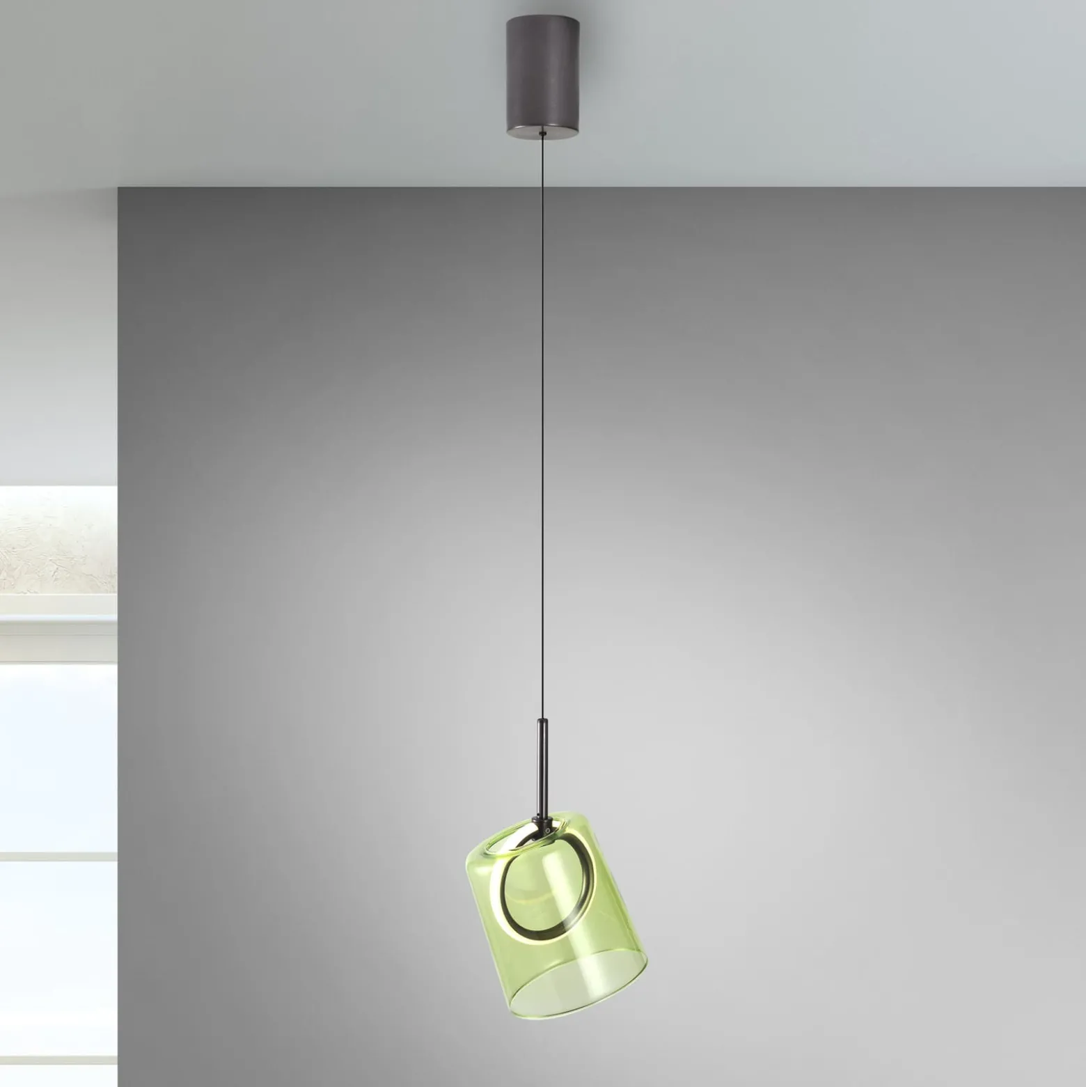 Paul Neuhaus LED-Pendellampe Zula, grün, Ø 15 cm, Glas