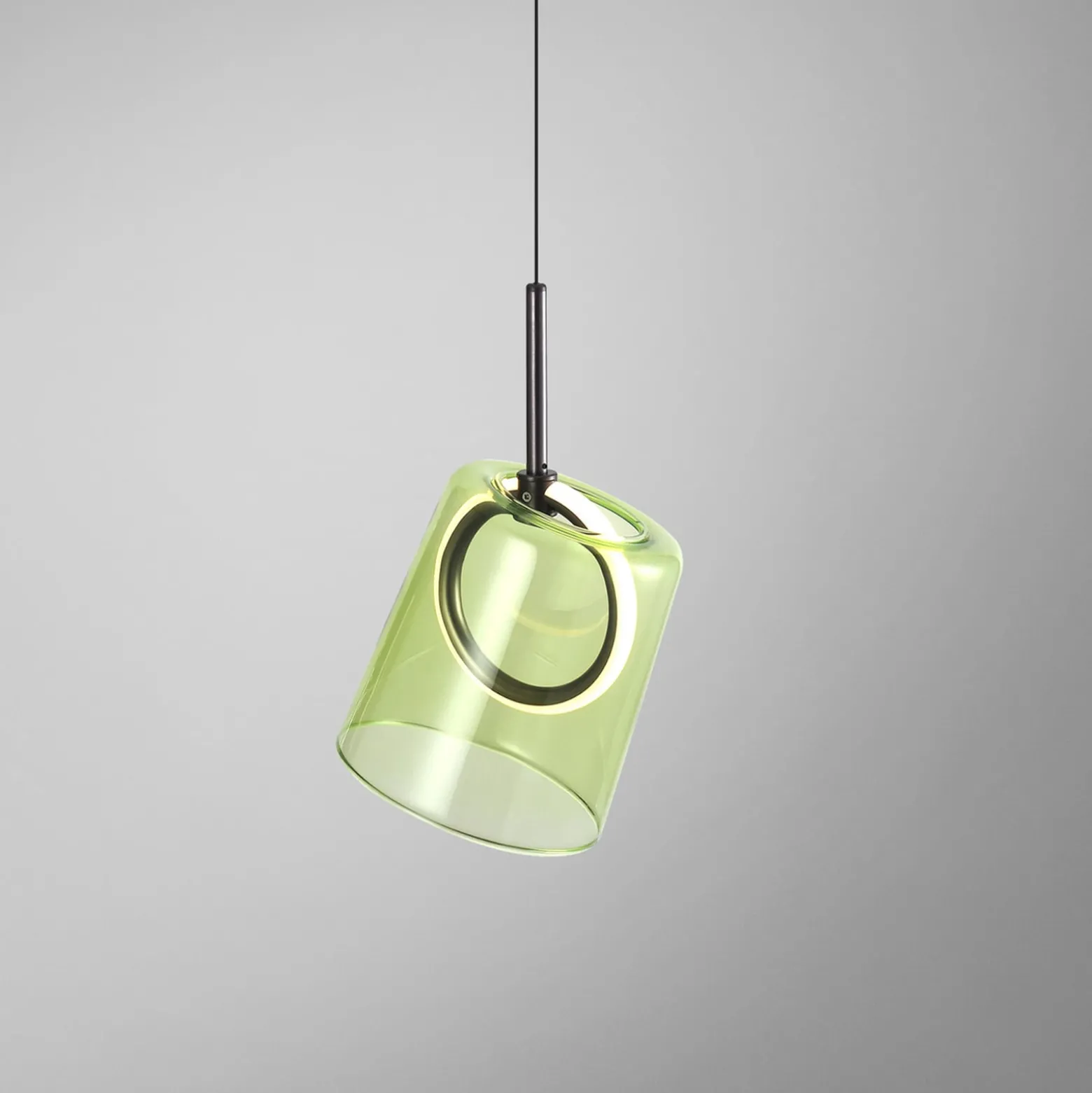 Paul Neuhaus LED-Pendellampe Zula, grün, Ø 15 cm, Glas