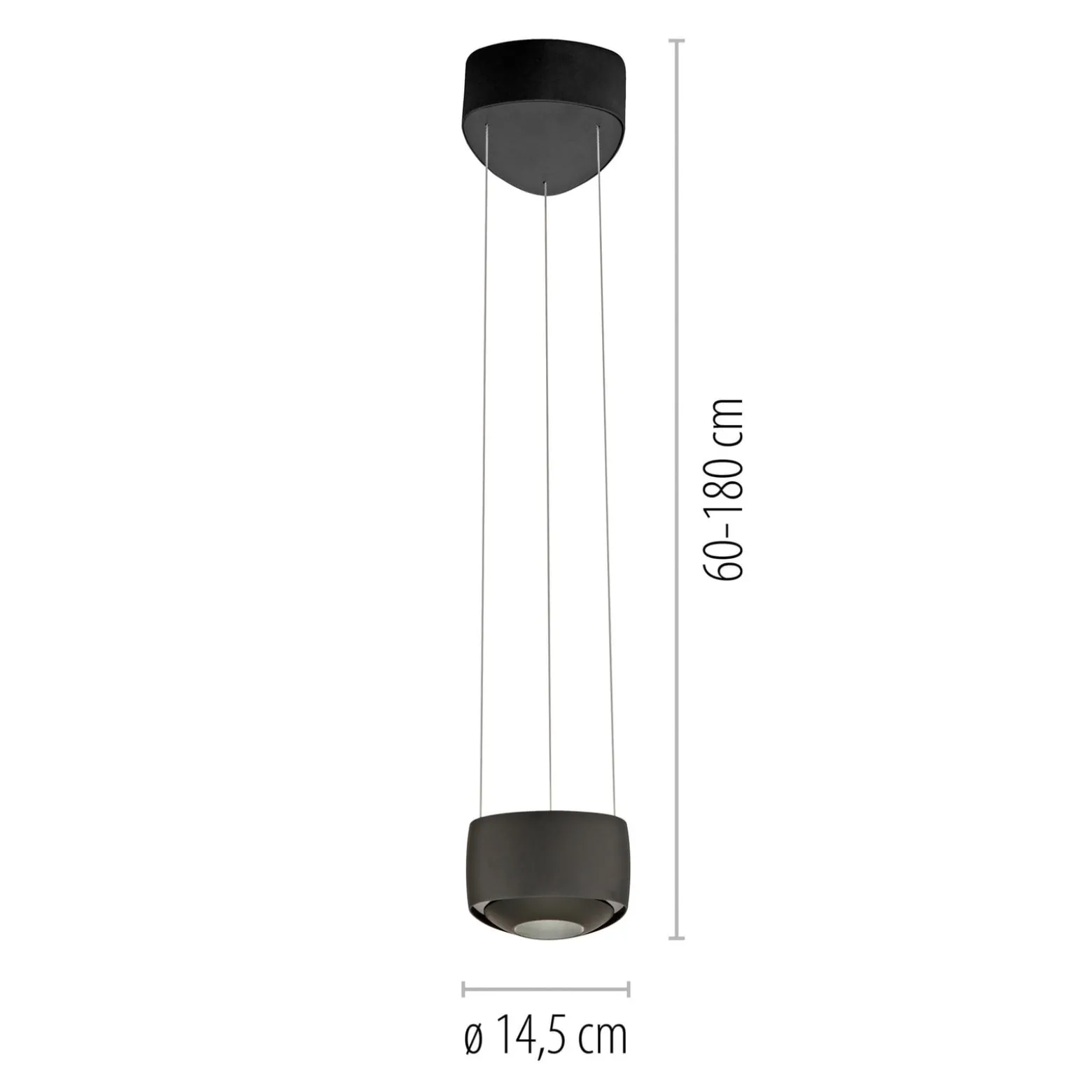 Paul Neuhaus LED-Pendelleuchte Q-Stretto, schwarz, Ø 14,5cm