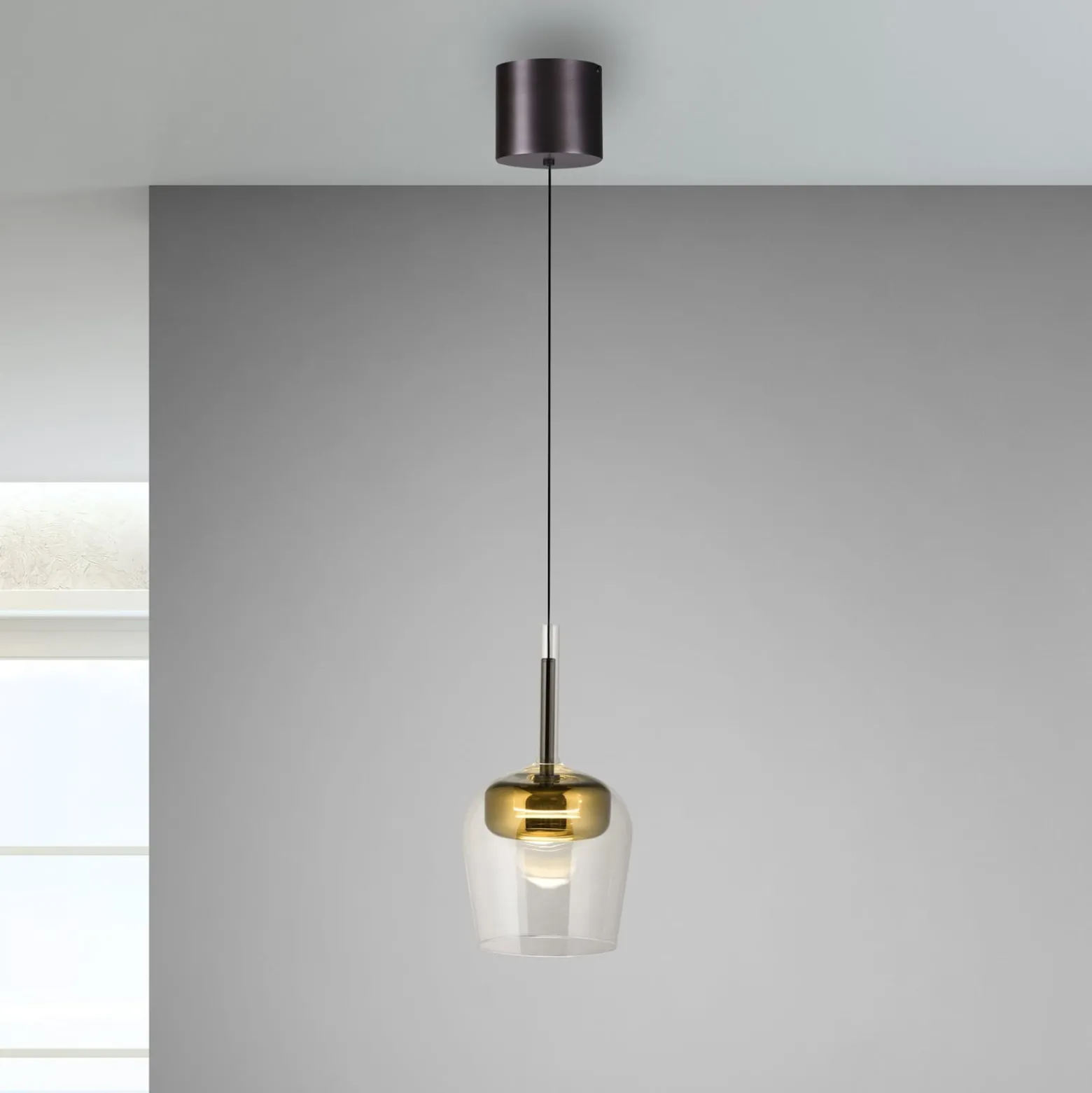Paul Neuhaus Smart-LED-Hängeleuchte Q-Kon goldfarben Ø 21 cm