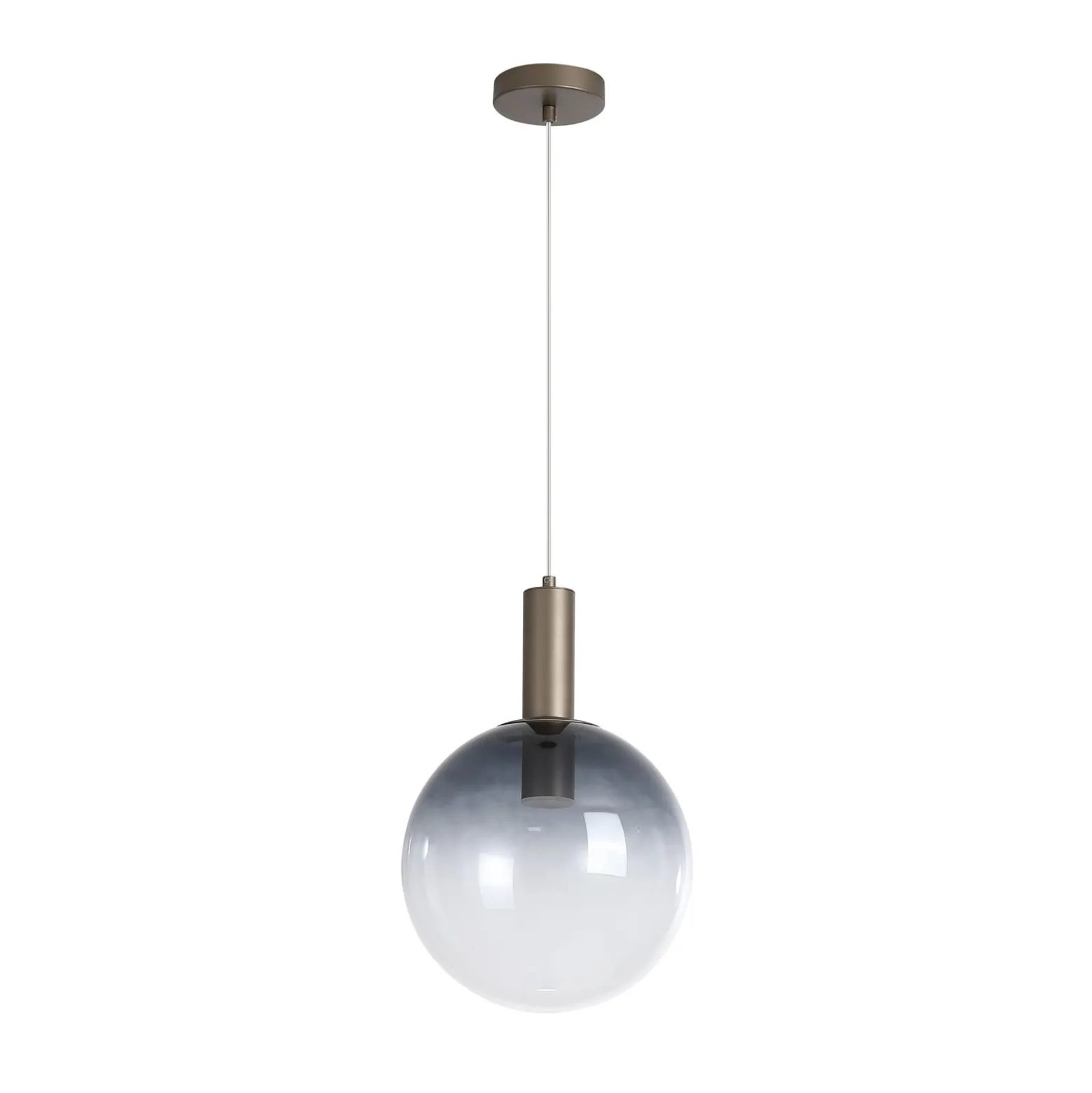 Pendellampe Ombre, Kugel, rauchgrau/weiß, Ø 30 cm, Glas